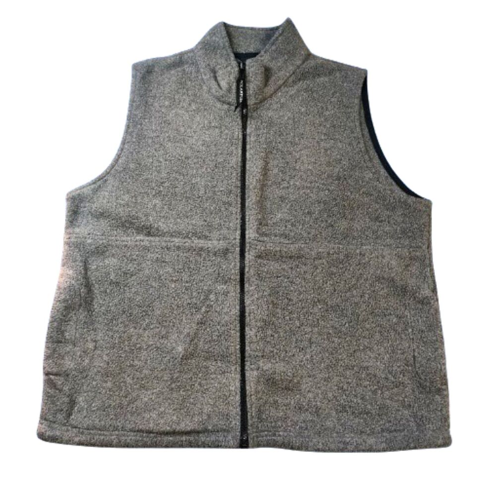 St. John’s Bay Men’s Large Gray Fleece Full Zip Vest Made in USA Polar Fleece